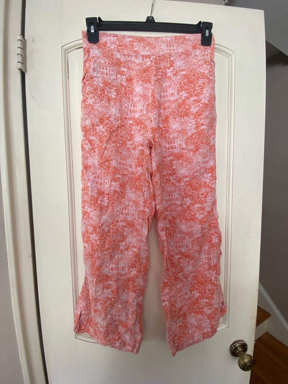 Cynthia Rowley Coral and Pink Printed Wide-Leg Pants